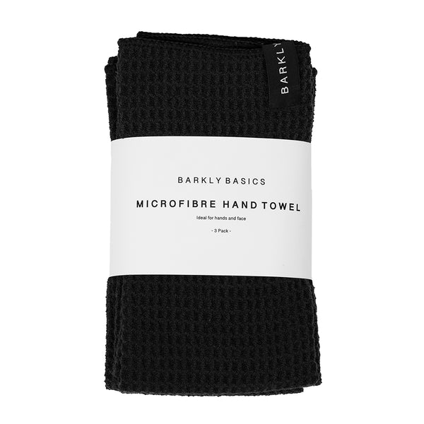 Black Microfibre Hand Towels - 3 pack